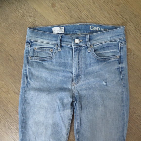 Gap True Skinny Blue Jeans Cut Out Knee Cotton - Picture 6 of 13